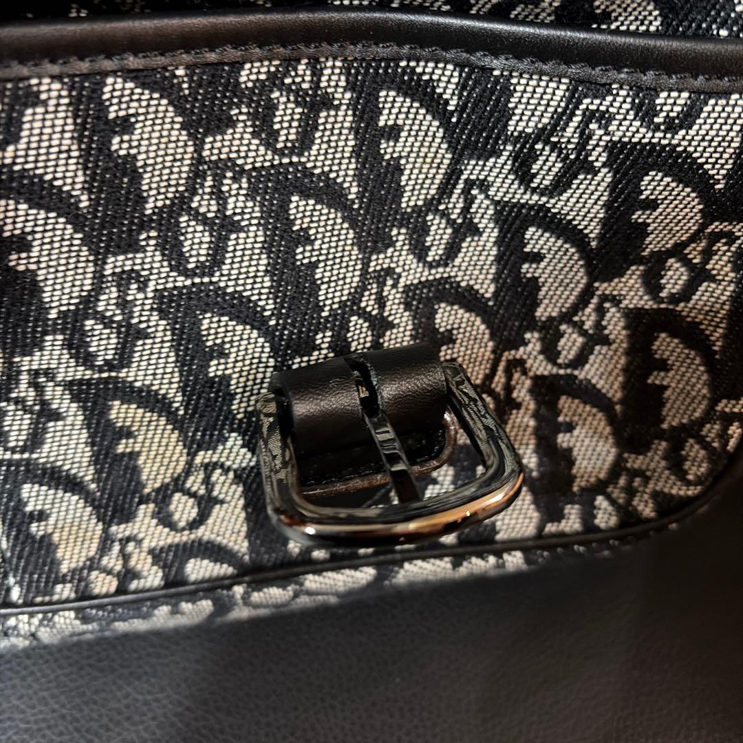 【美品】ディオール　ショルダーバッグ　トロッター　キャンバス　レザー　灰色　黒色