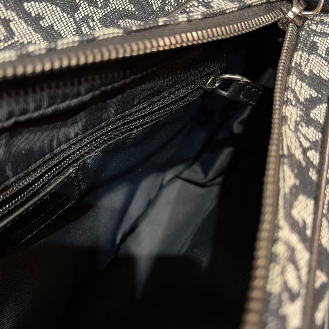 【美品】ディオール　ショルダーバッグ　トロッター　キャンバス　レザー　灰色　黒色