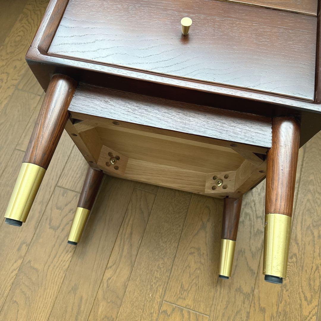 kuri様　　　サイドテーブル　ナイトテーブル　組み立て不用　　オーク×ゴールド