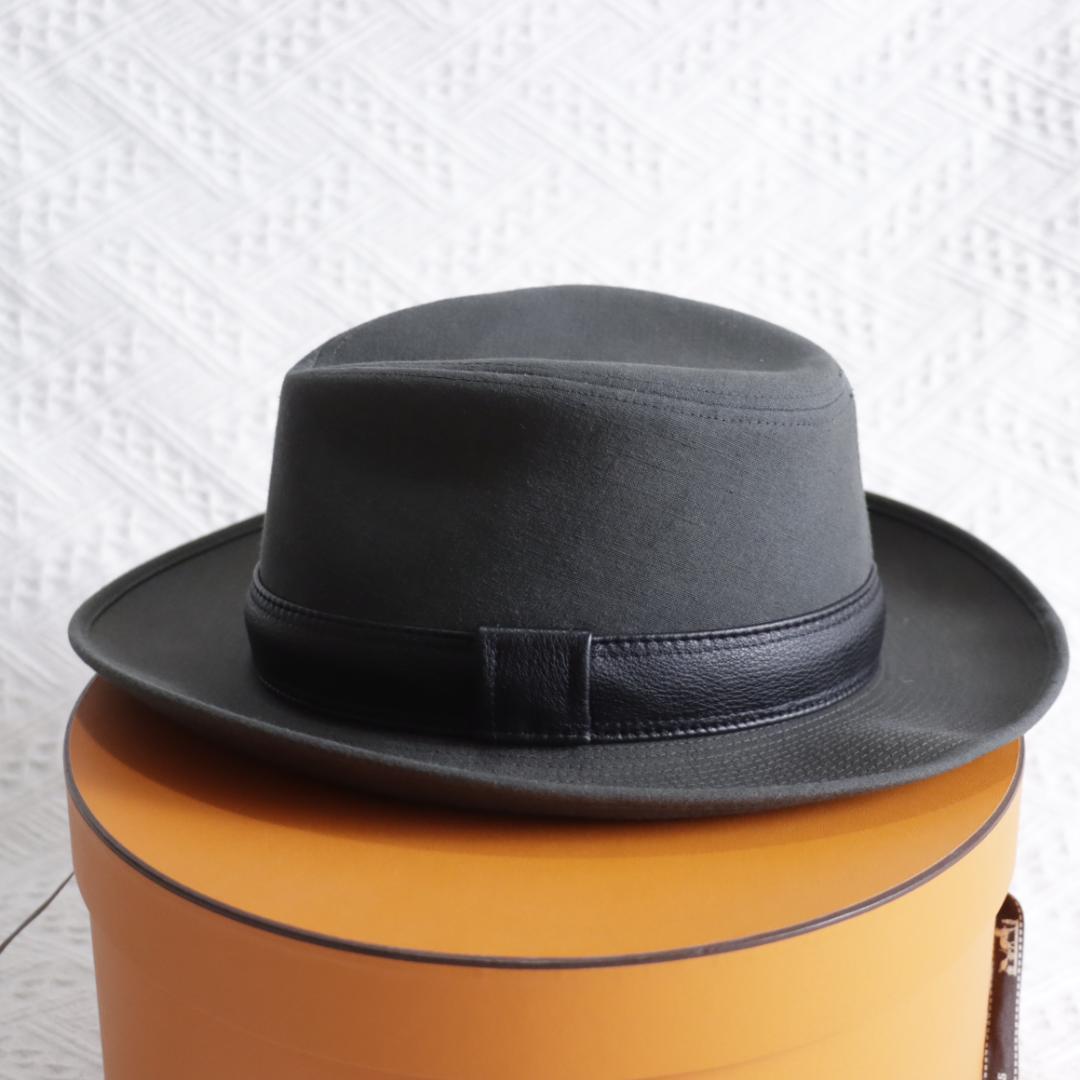 極美品！エルメス　最高級中折れハット　リネン×ディアスキン　鹿革　メンズ