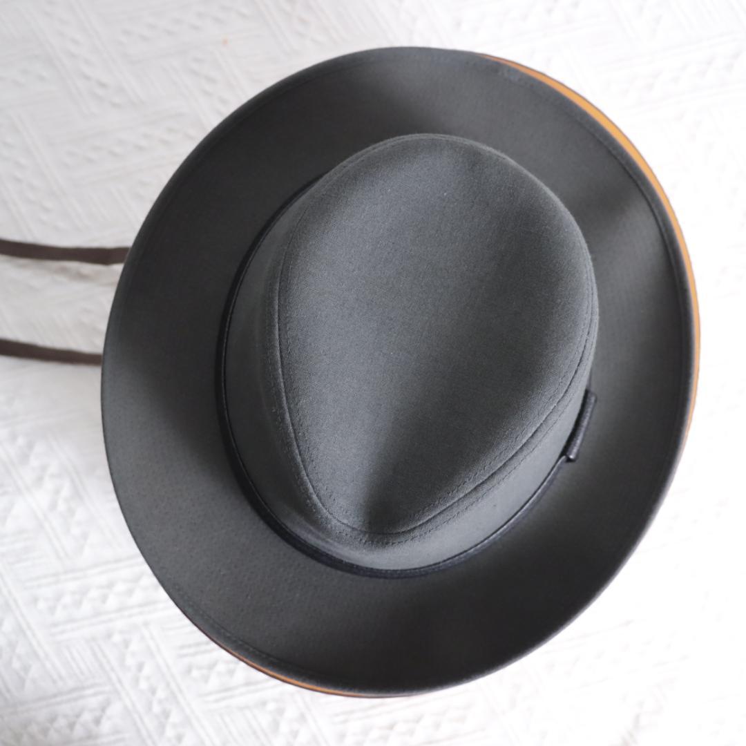 極美品！エルメス　最高級中折れハット　リネン×ディアスキン　鹿革　メンズ