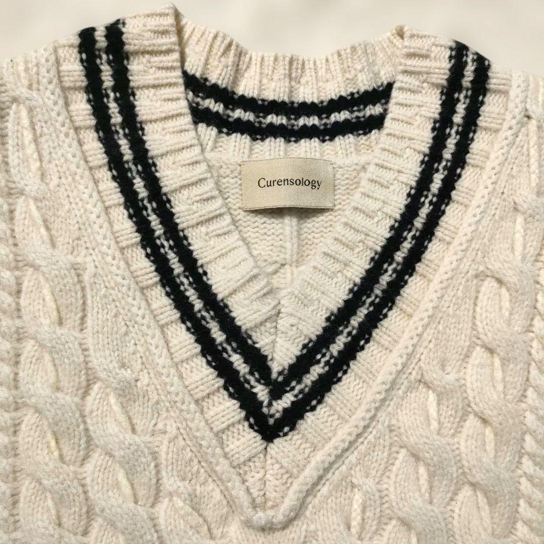 Curensology アラン チルデン ニット ベスト　アイボリー