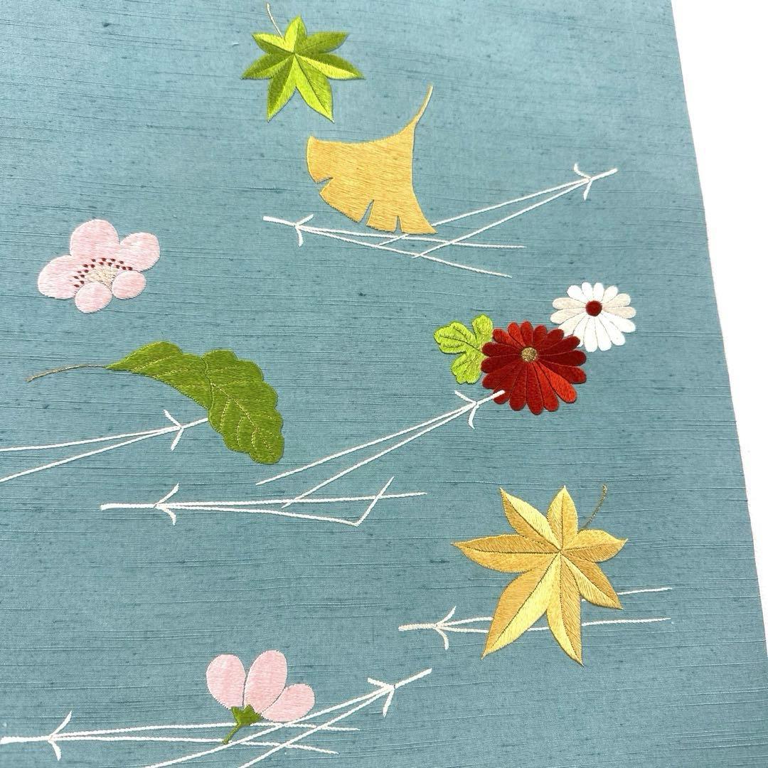 専用帯5112 ●高級 正絹 紬 刺繍 名古屋仕立て 名古屋帯 吹き寄せ