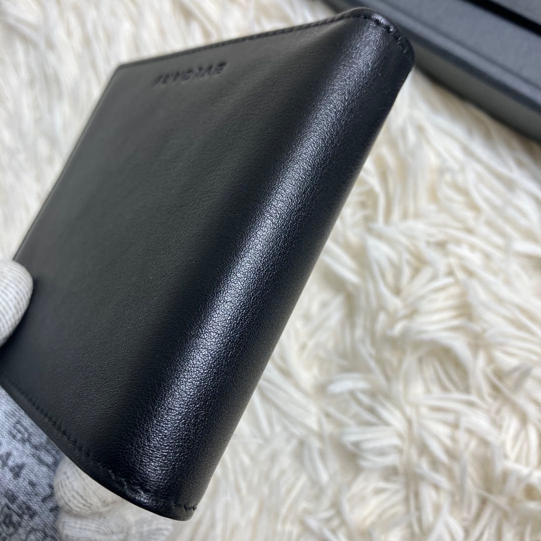 【未使用】 ブルガリ フォールドウォレット レザーブラック 付属品完備