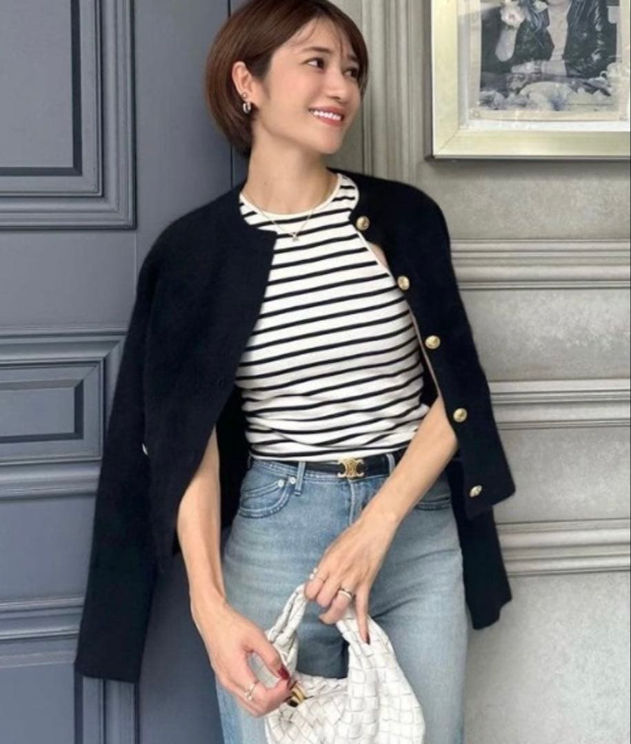 アニュアンス　ラクーンブレンドノーカラージャケット