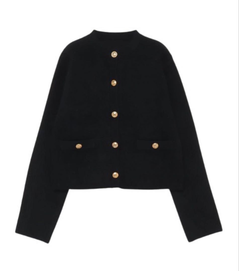 アニュアンス　ラクーンブレンドノーカラージャケット