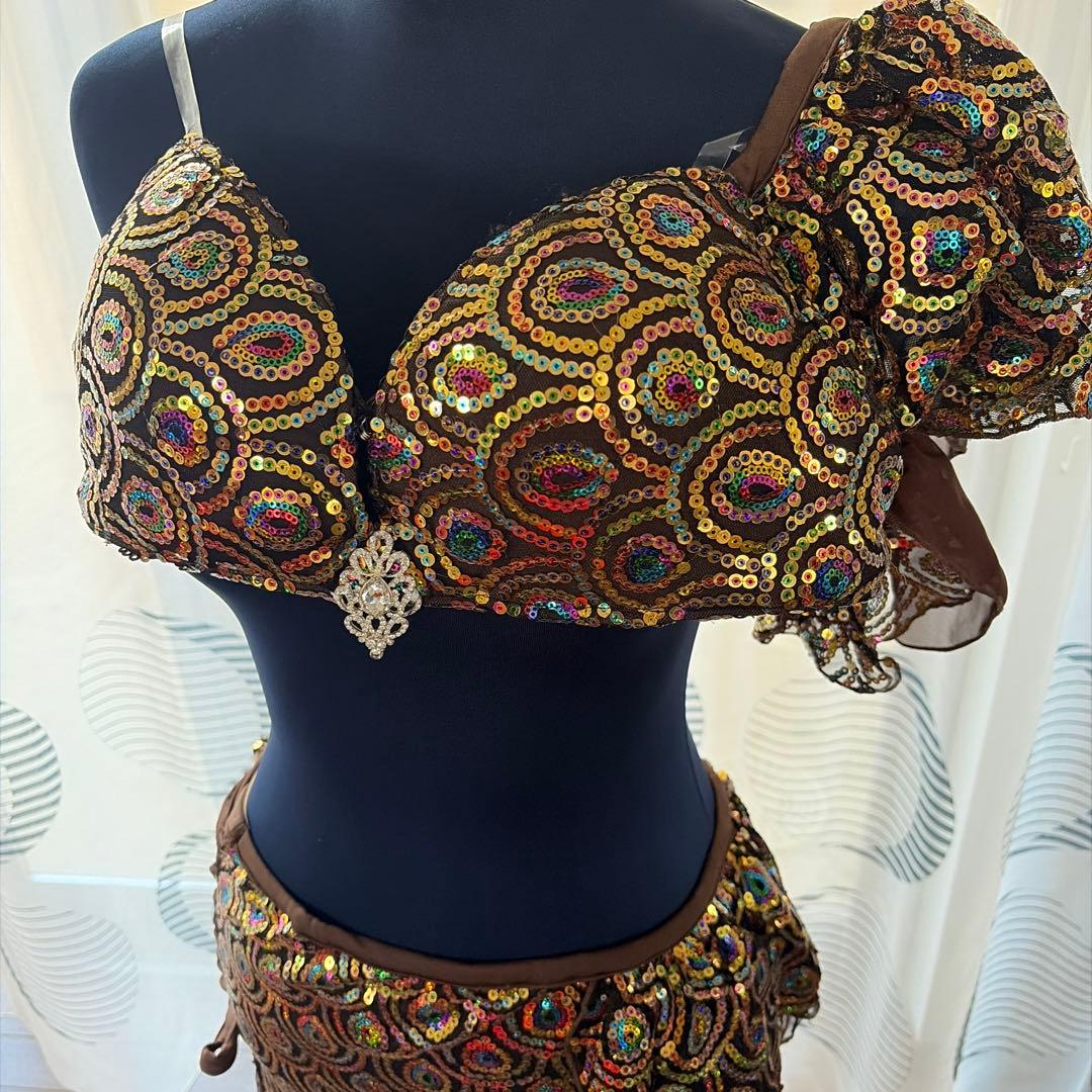 ベリーダンス衣装　セットアップ ブラウン ゴールド