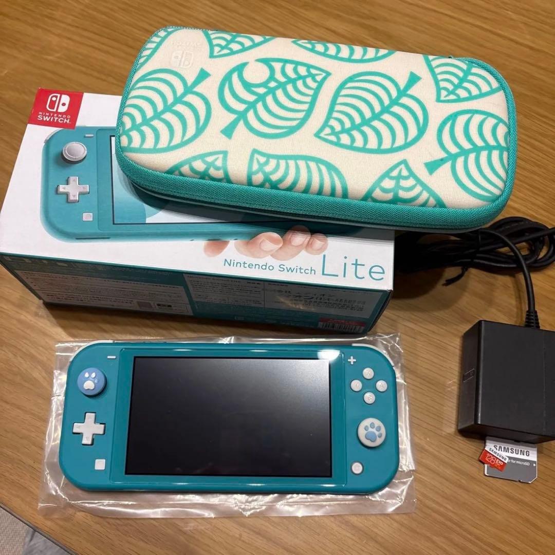Nintendo Switch Lite ターコイズ ケース128gbメモリ付き