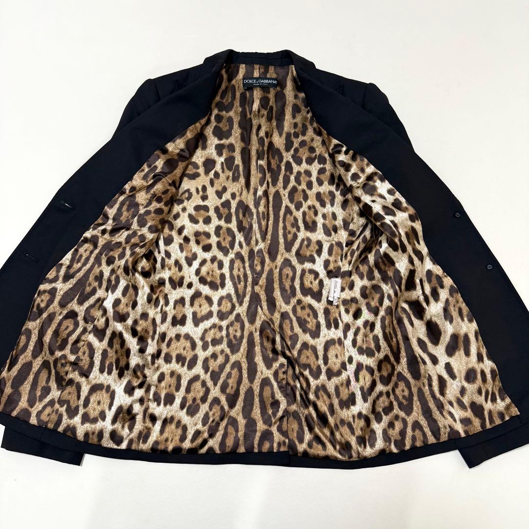 【ドルチェ＆ガッバーナ】レオパード柄テーラードジャケット（M）ブラック　シェイプ