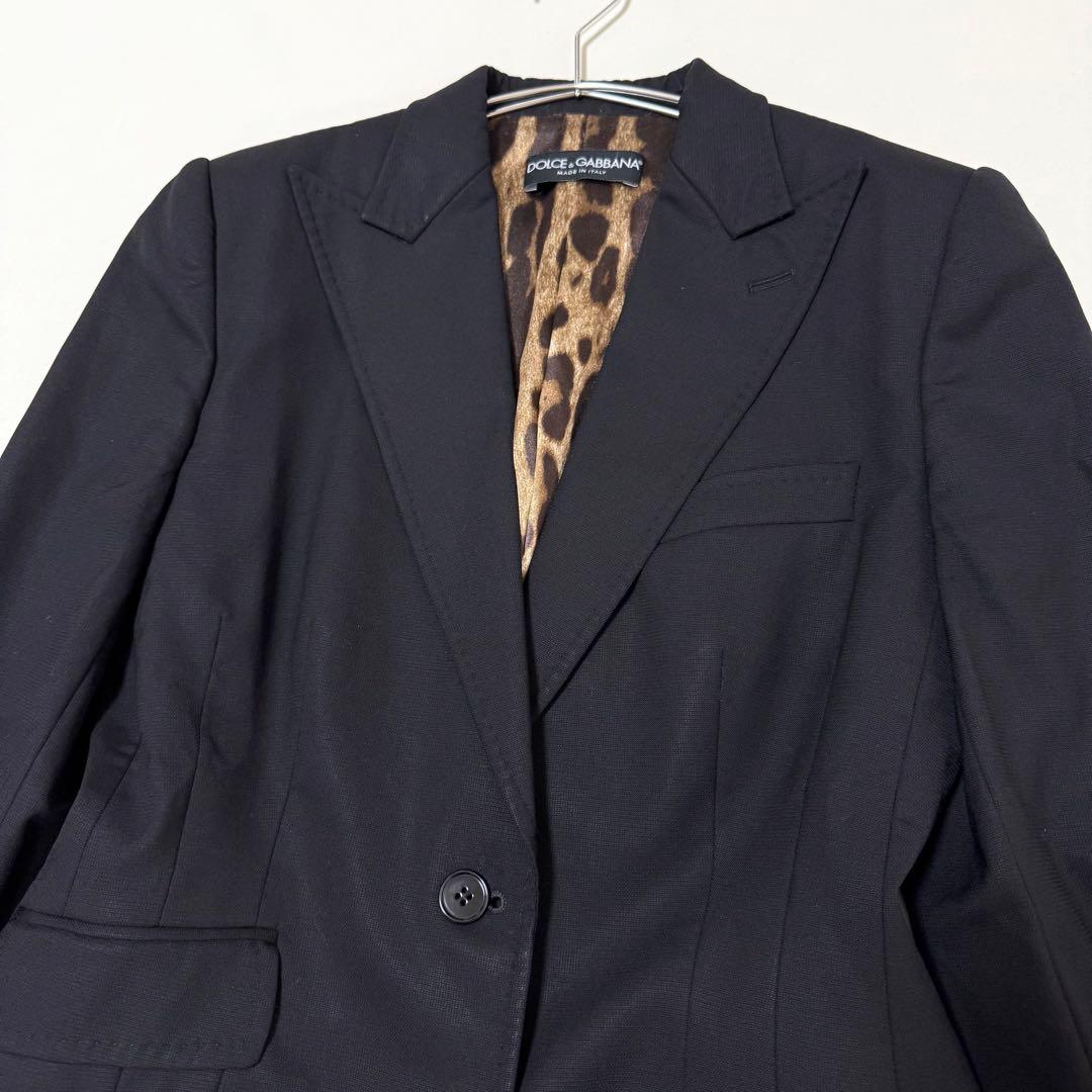 【ドルチェ＆ガッバーナ】レオパード柄テーラードジャケット（M）ブラック　シェイプ