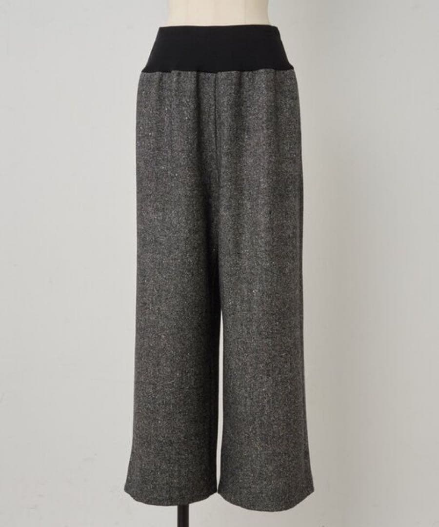 ビアズリー　ウエストリブネップツイードパンツ　ブラック　2