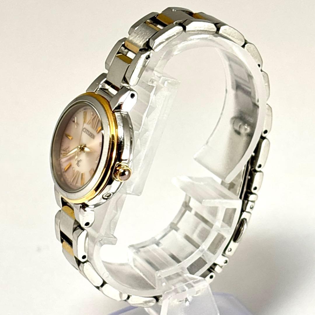 稼働 CITIZEN XC レディース腕時計 デイト コンビ ピンク文字盤