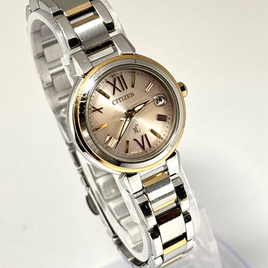 稼働 CITIZEN XC レディース腕時計 デイト コンビ ピンク文字盤