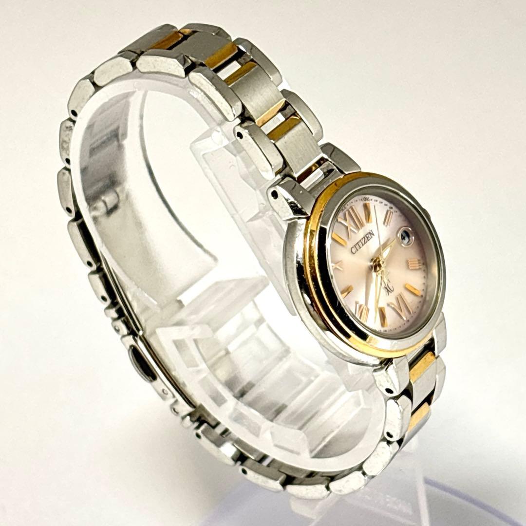 稼働 CITIZEN XC レディース腕時計 デイト コンビ ピンク文字盤
