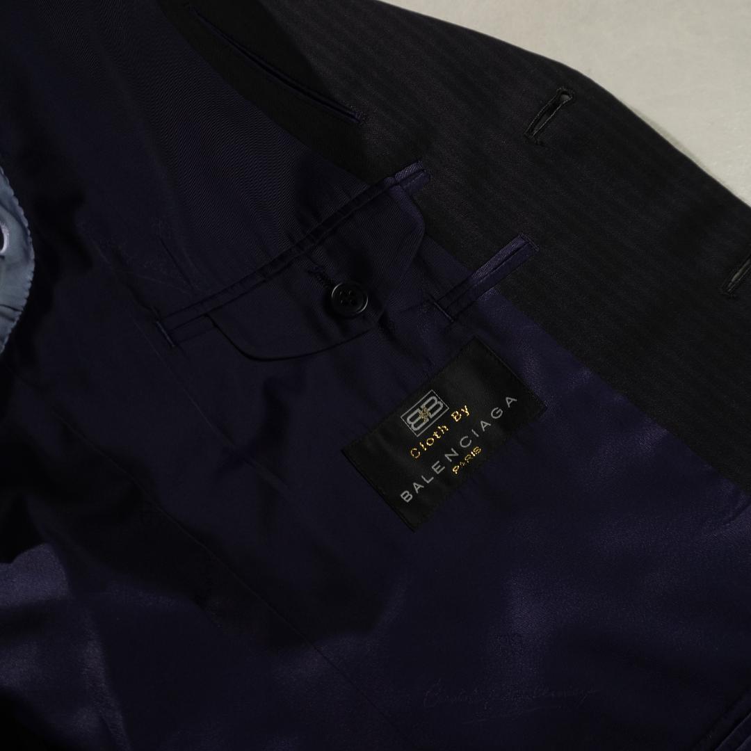 BALENCIAGA ストライプ柄シングルセットアップスーツ 黒/UW167