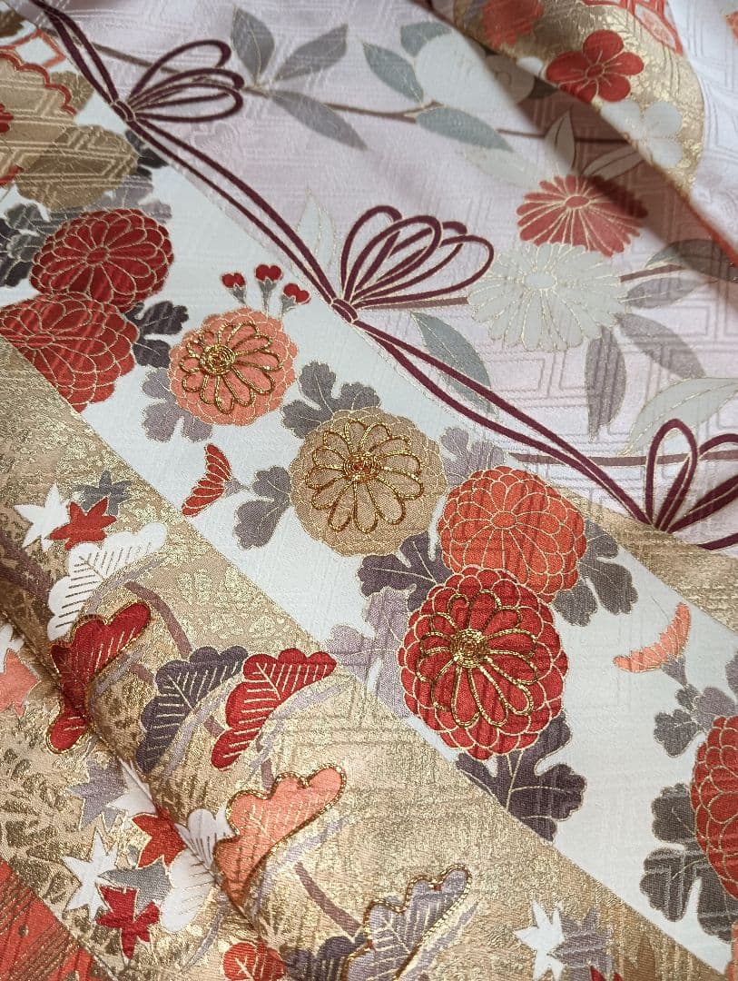 吾妻徳穂　振袖フルセット　美品　コーラル系　華やか　古典　丈158　裄66