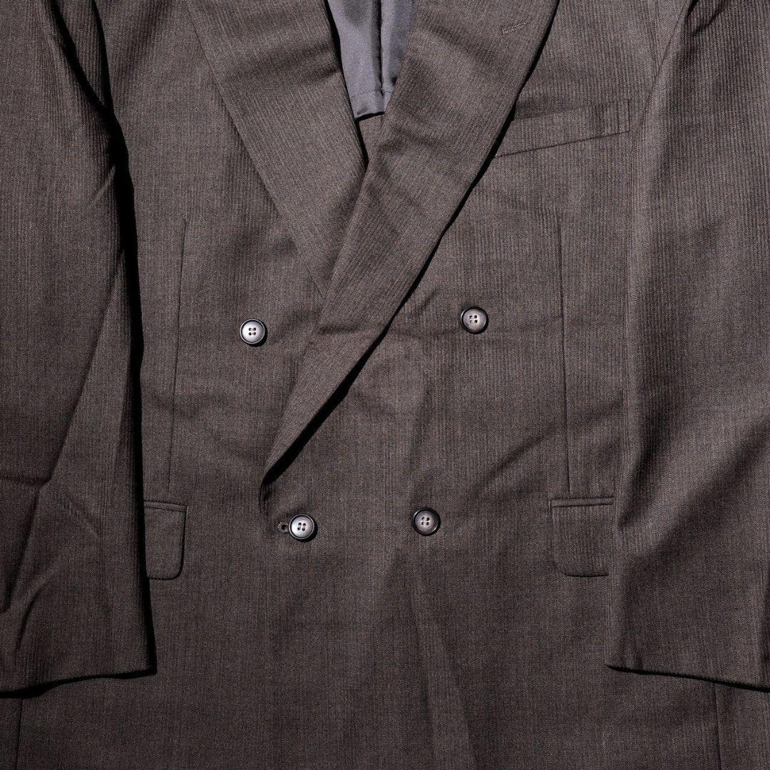 ヴィンテージ ダークブラウン カラー ダブル ウール セットアップ スーツ 茶色