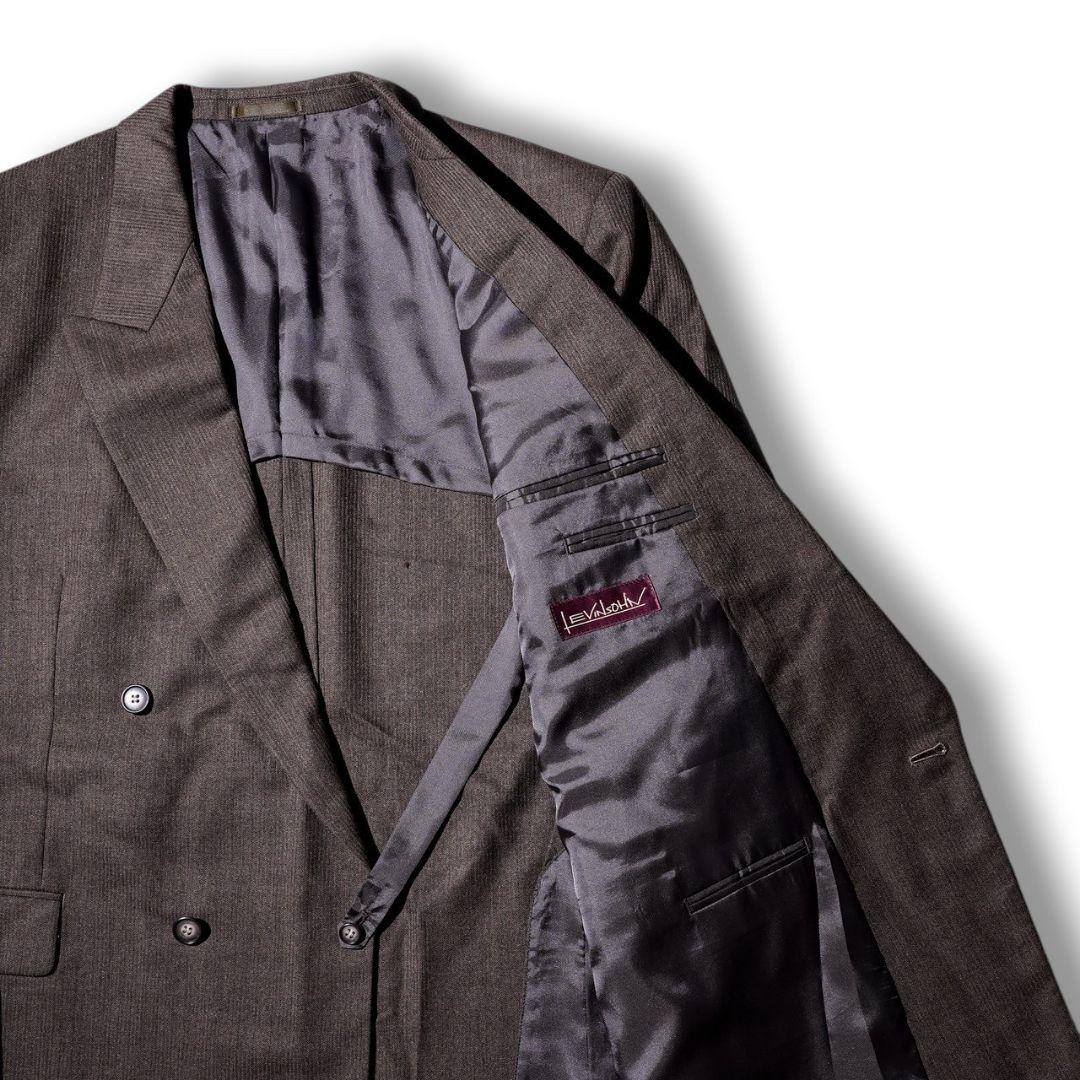 ヴィンテージ ダークブラウン カラー ダブル ウール セットアップ スーツ 茶色