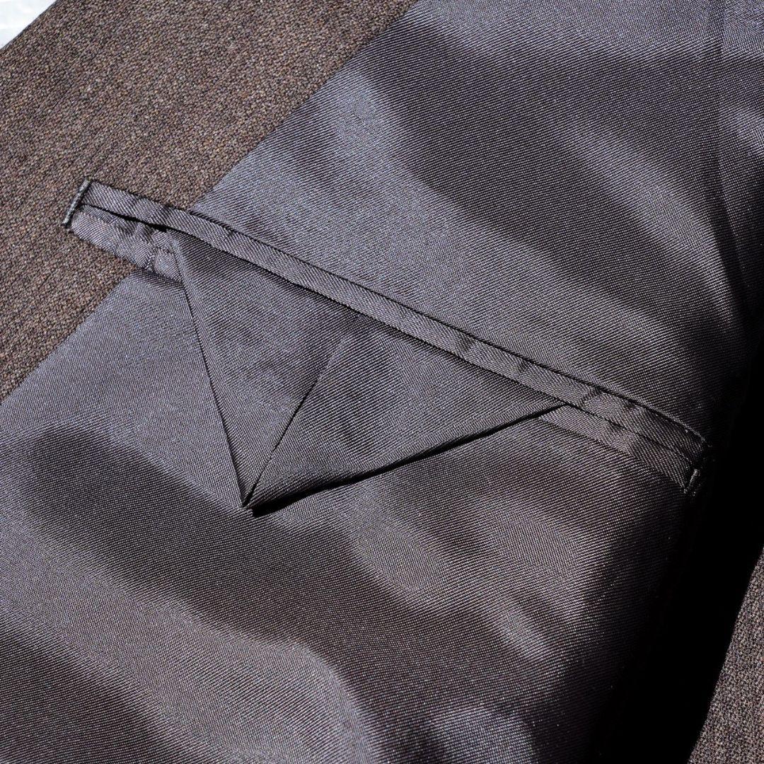 ヴィンテージ ダークブラウン カラー ダブル ウール セットアップ スーツ 茶色