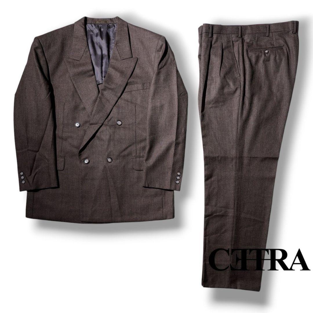 ヴィンテージ ダークブラウン カラー ダブル ウール セットアップ スーツ 茶色
