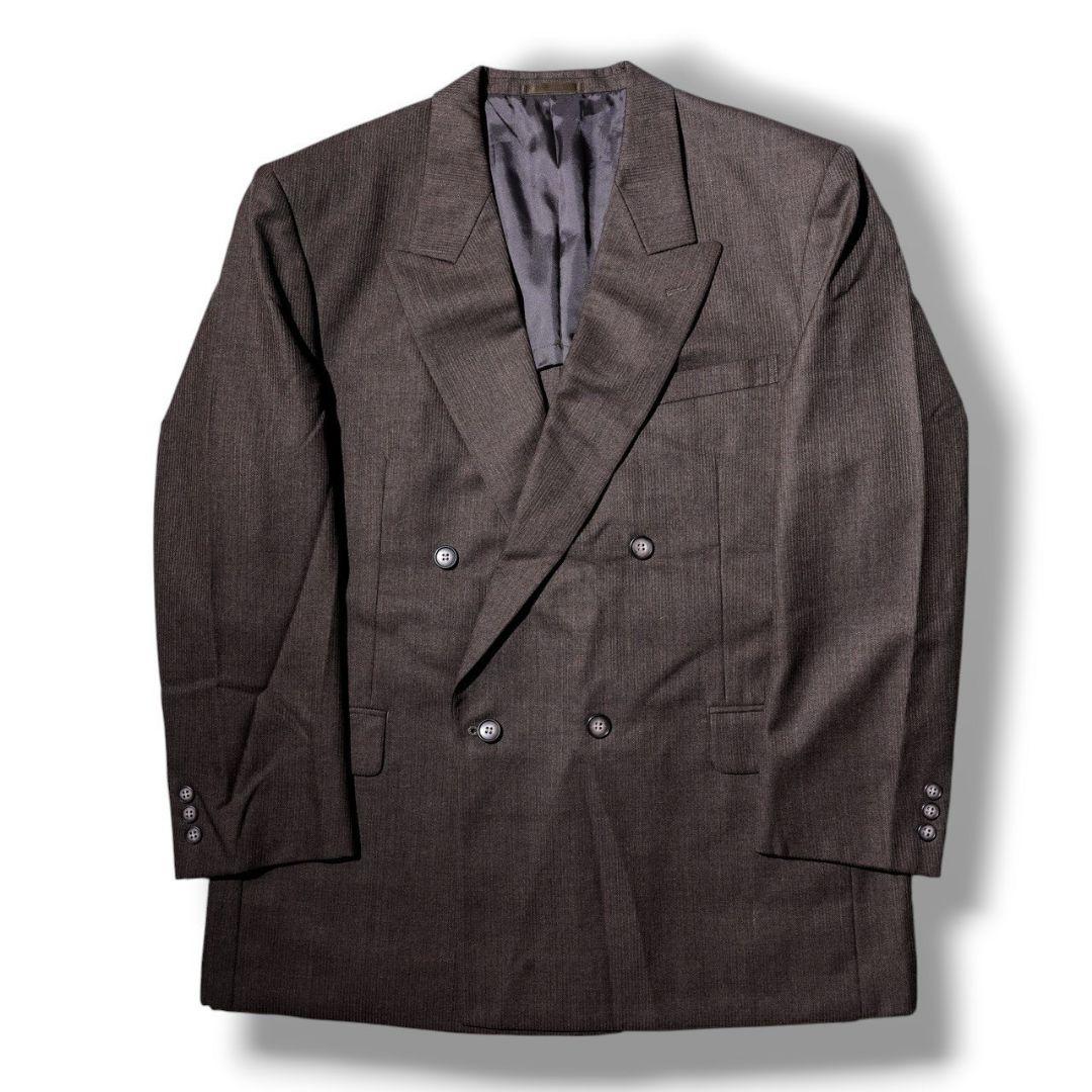 ヴィンテージ ダークブラウン カラー ダブル ウール セットアップ スーツ 茶色
