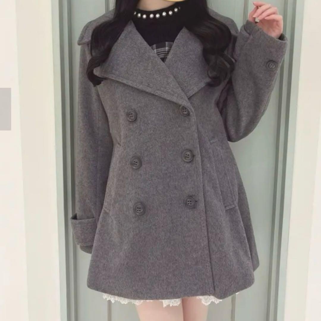 evelyn エブリン シャギービッグカラーPコート チャコール フリーサイズ