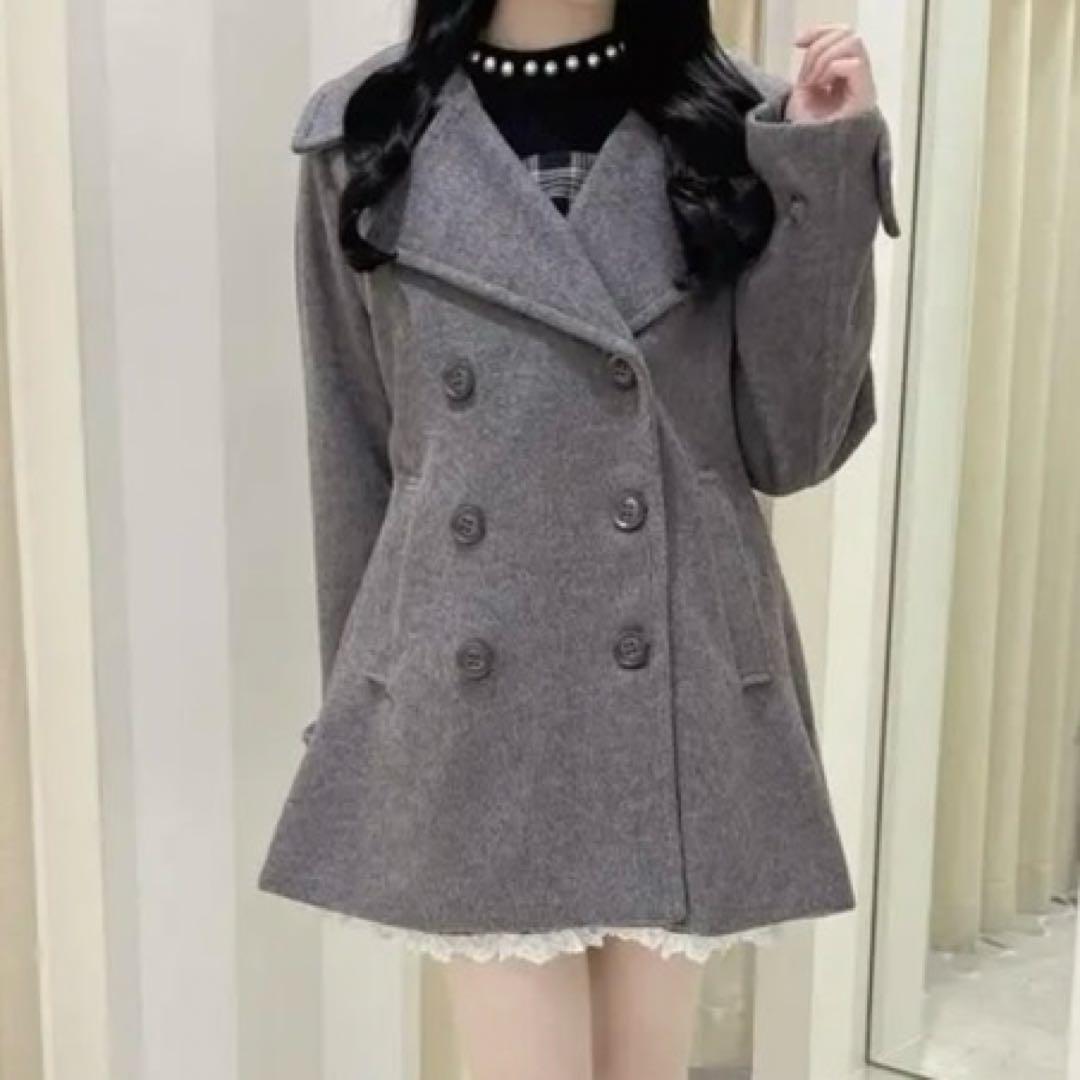 evelyn エブリン シャギービッグカラーPコート チャコール フリーサイズ