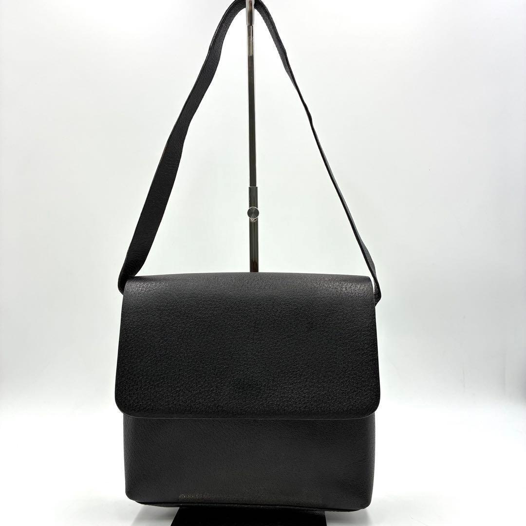 美品 GUCCI ワンショルダーバッグ 肩掛け フラップ レザー ブラック