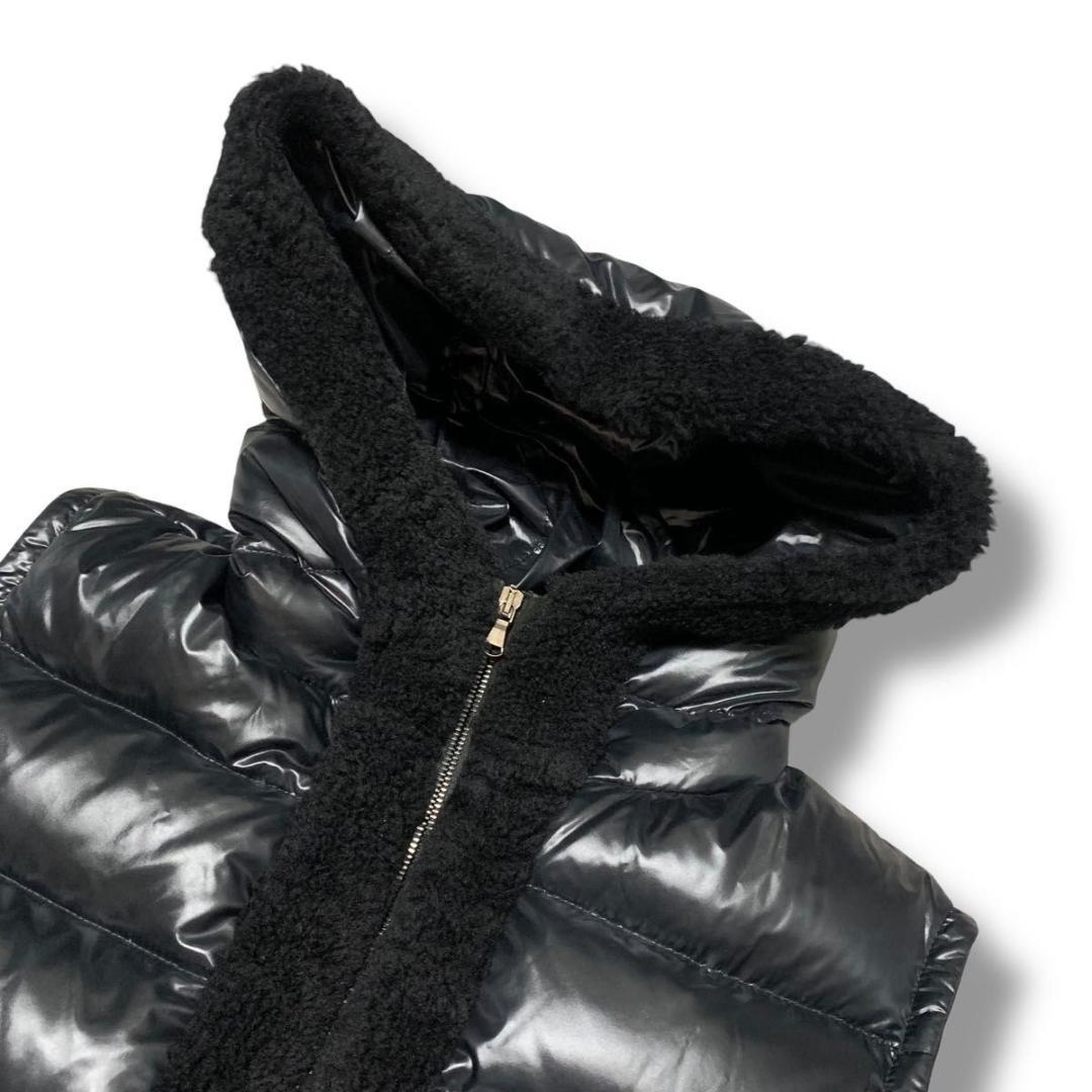 美品 XLサイズ エンメティ ダウンベスト ムートン 切り替え ブラック 黒