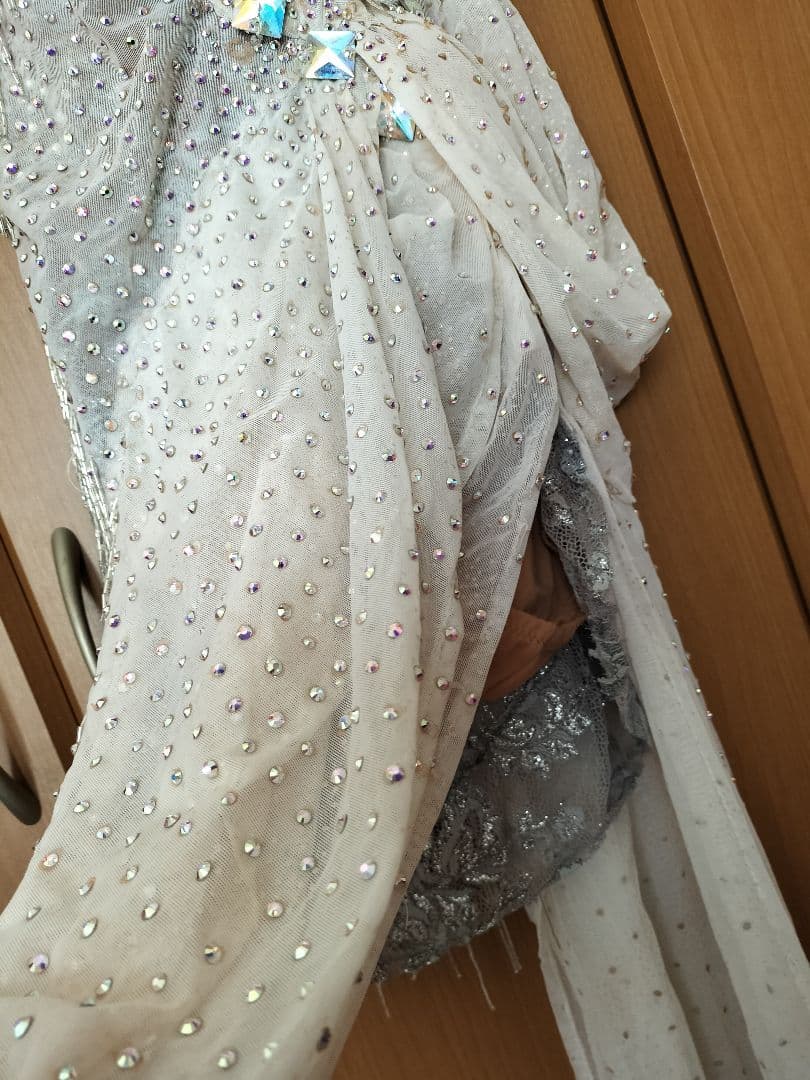 社交ダンス ♪ タカダンス 製 プロ着用 ラテンドレス シルバー