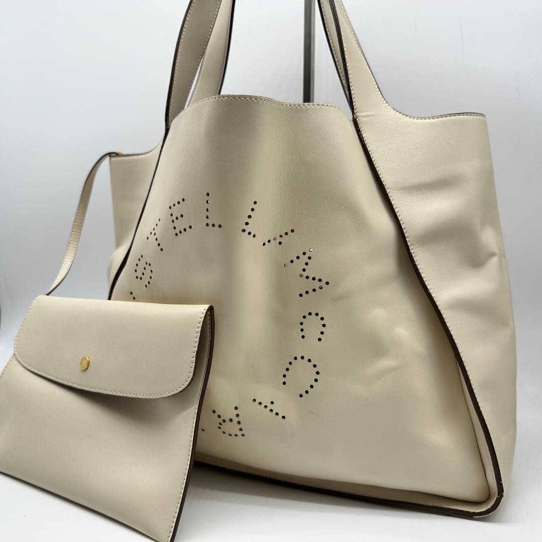 ステラマッカートニー サークルロゴ ラージ トートバッグ ホワイト