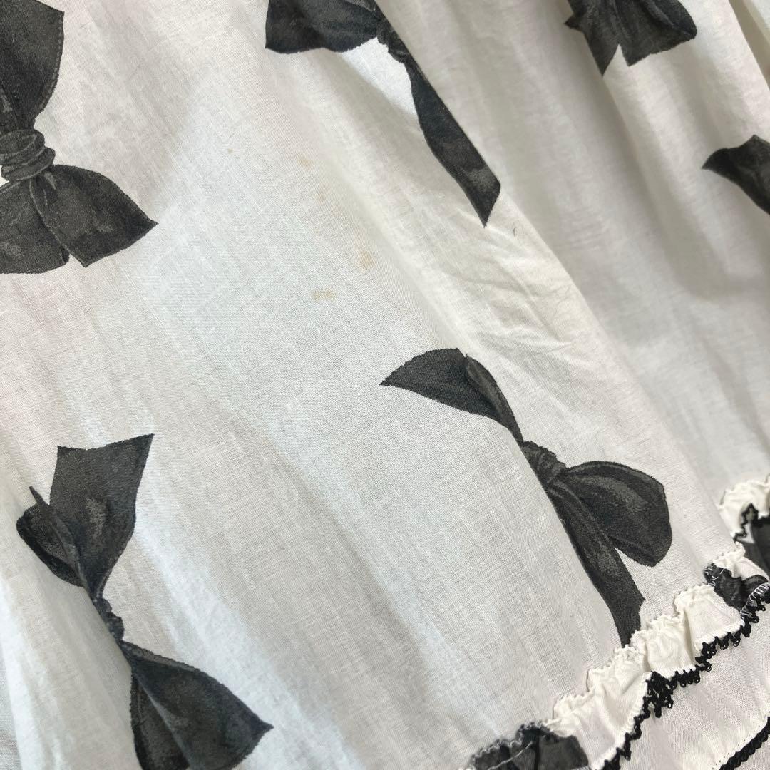 ピンクハウス アイボリー リボン柄 ピコフリル使い 豪華ワンピース/2023年