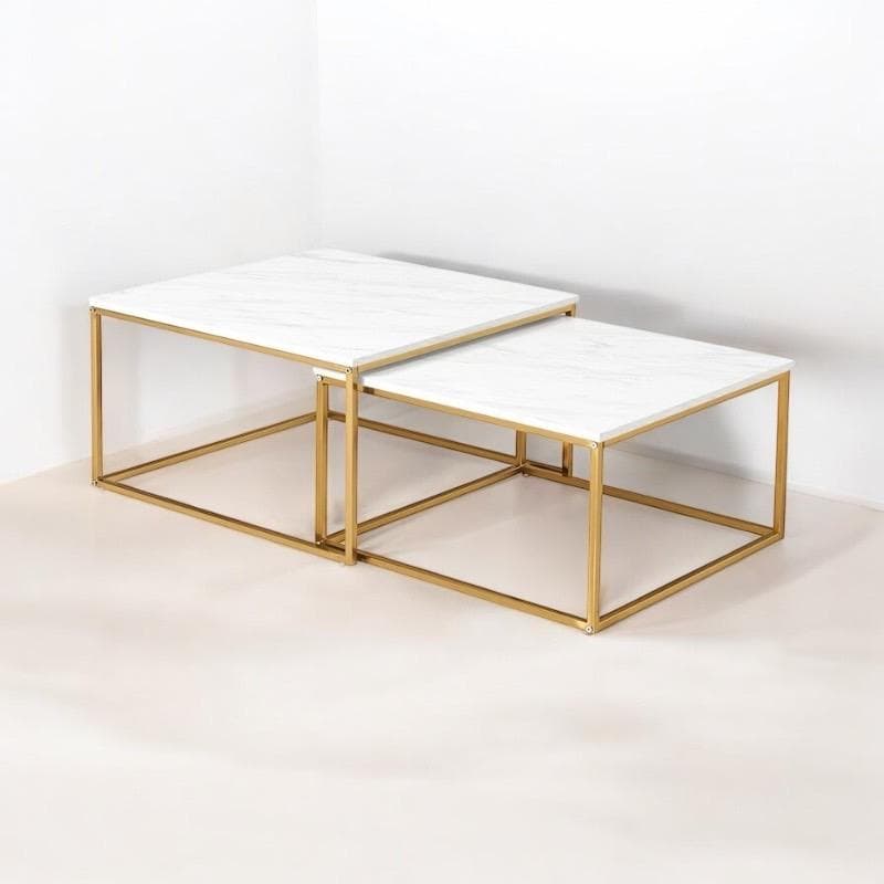 momo　ネストテーブル　大理石調の天板　ゴールドのフレーム