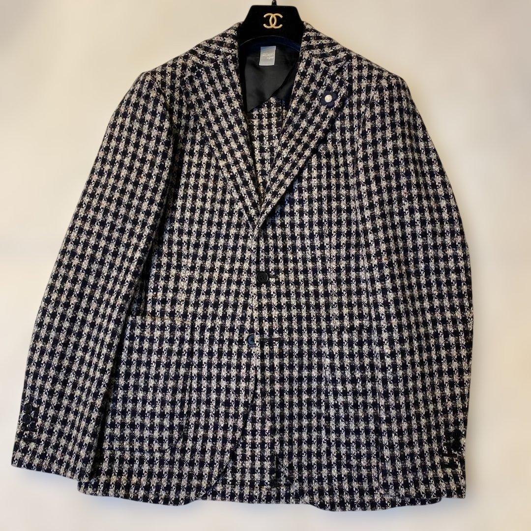 希少gi Capri napoliジカプリ　チェックツイードテーラードジャケット