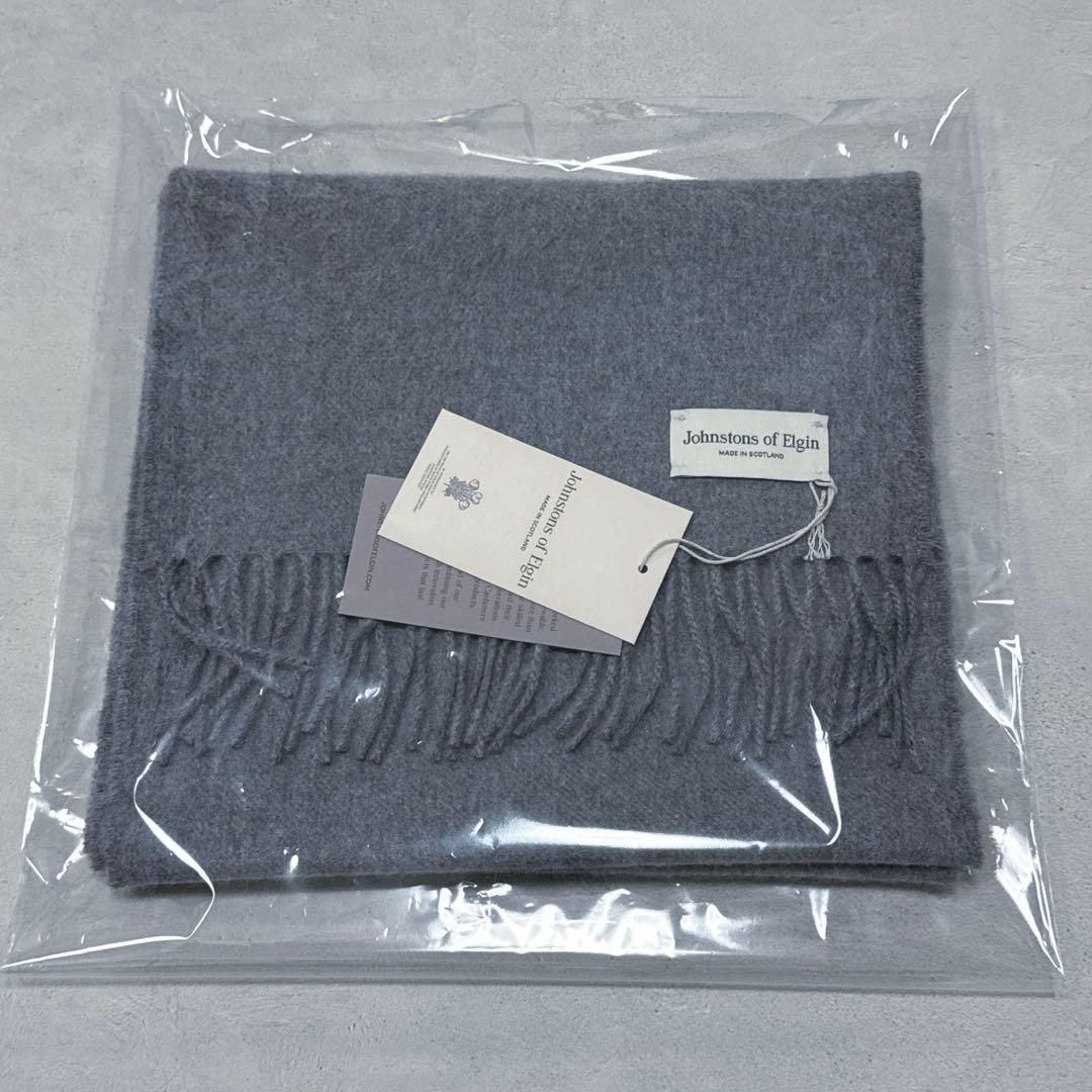 新品 ジョンストンズ カシミヤストール マフラー グラナイトグレー