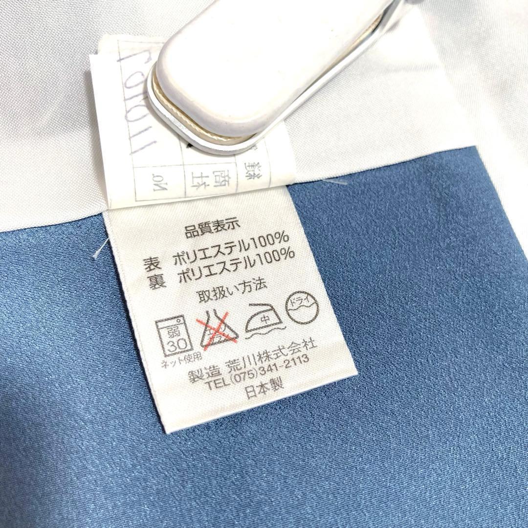 【美品✨】東レシルック　洗える着物　小紋　しだれ桜　小桜　藍鼠　日本製　幅広K3