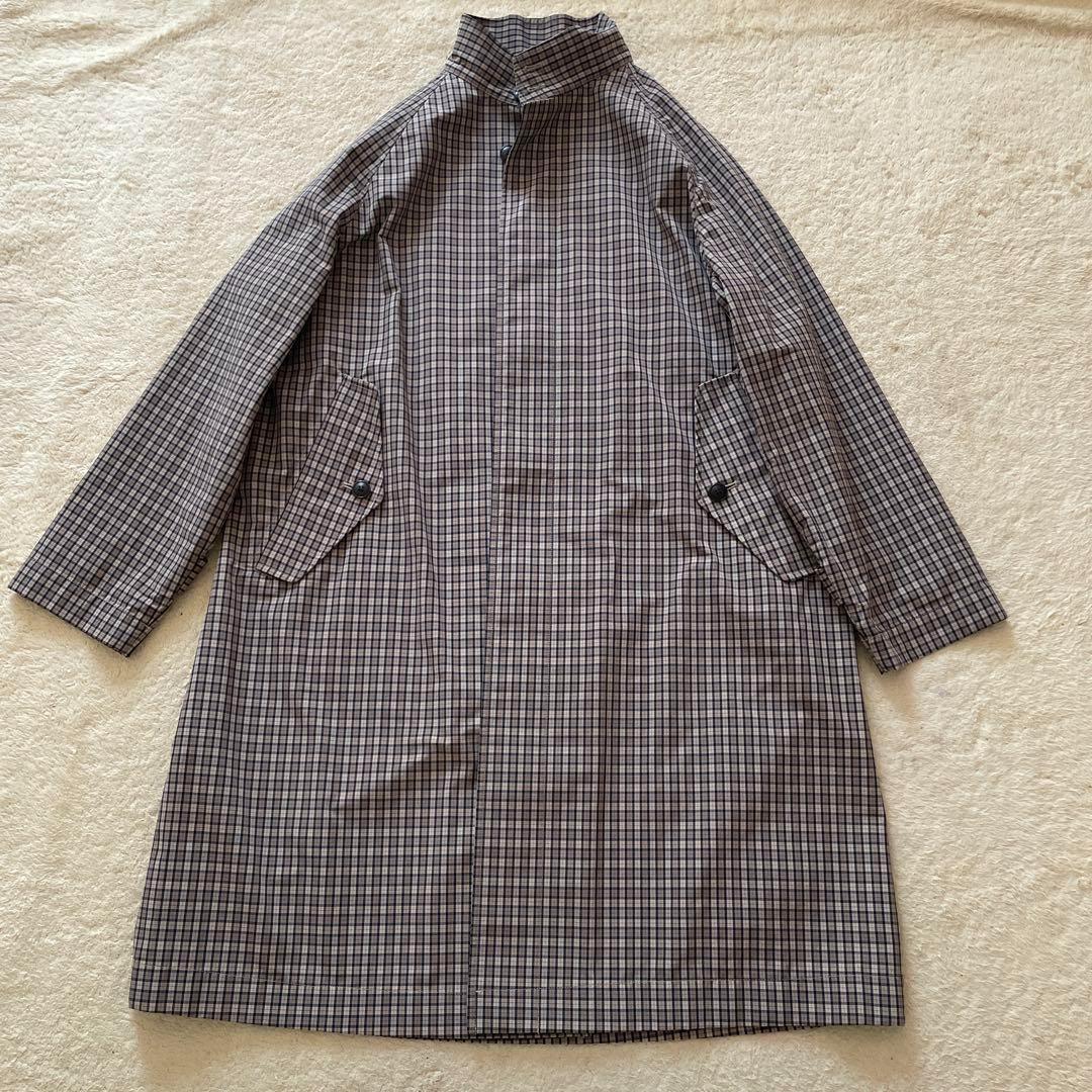未使用級 ジムフレックス ステンカラーコート チェック オーバーサイズ