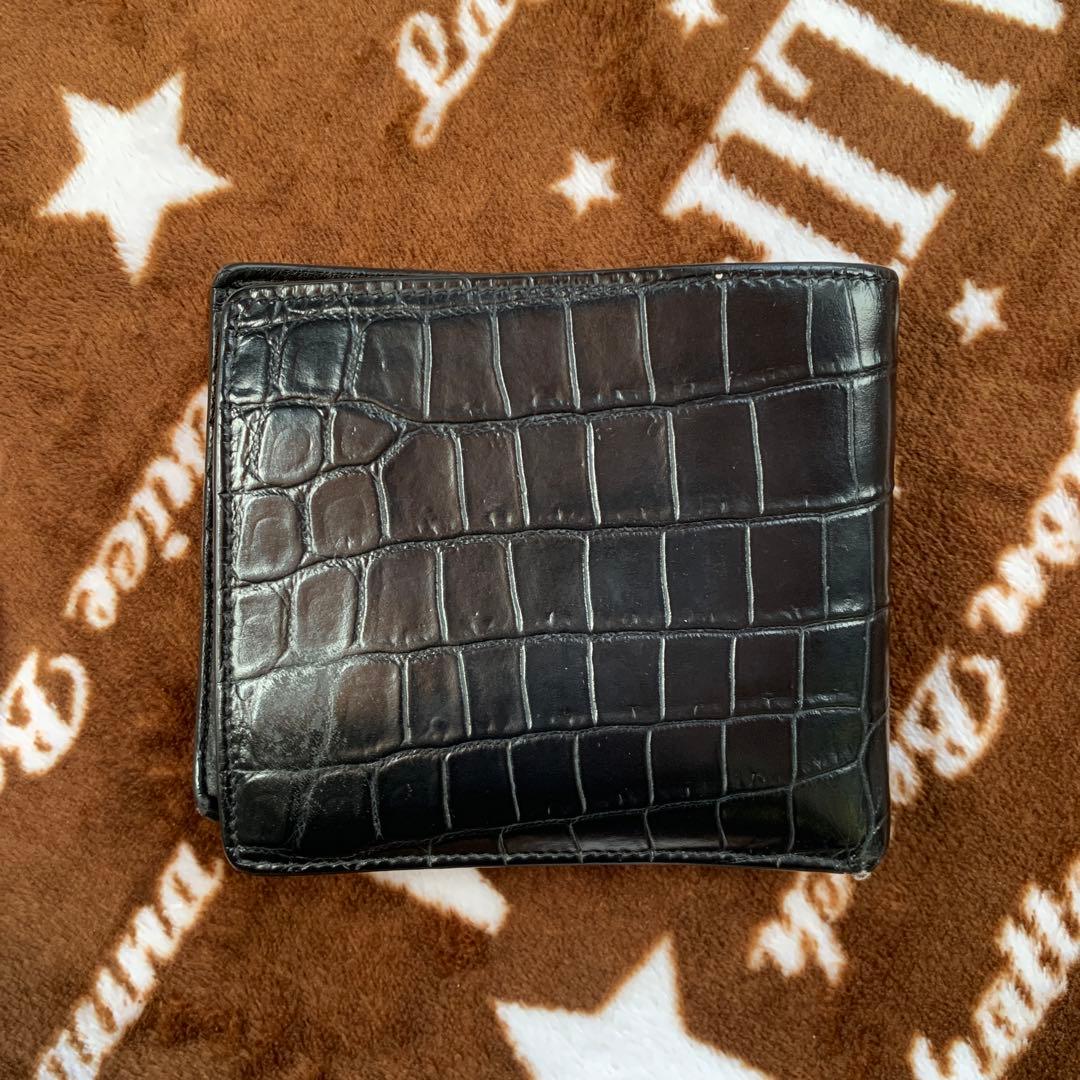 イヴサンローラン 黒 クロコ ゴールドロゴ YSL財布