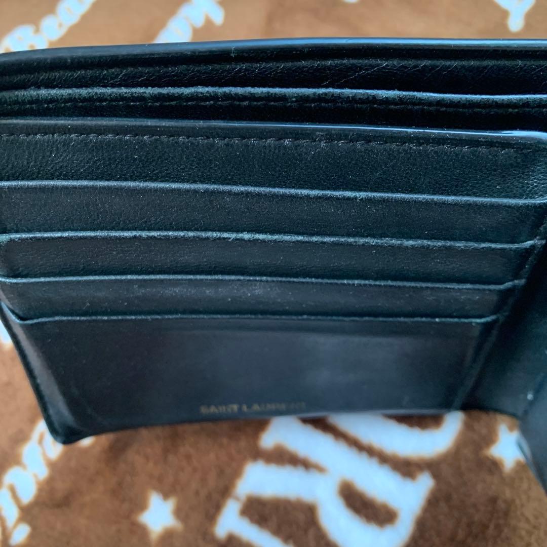 イヴサンローラン 黒 クロコ ゴールドロゴ YSL財布
