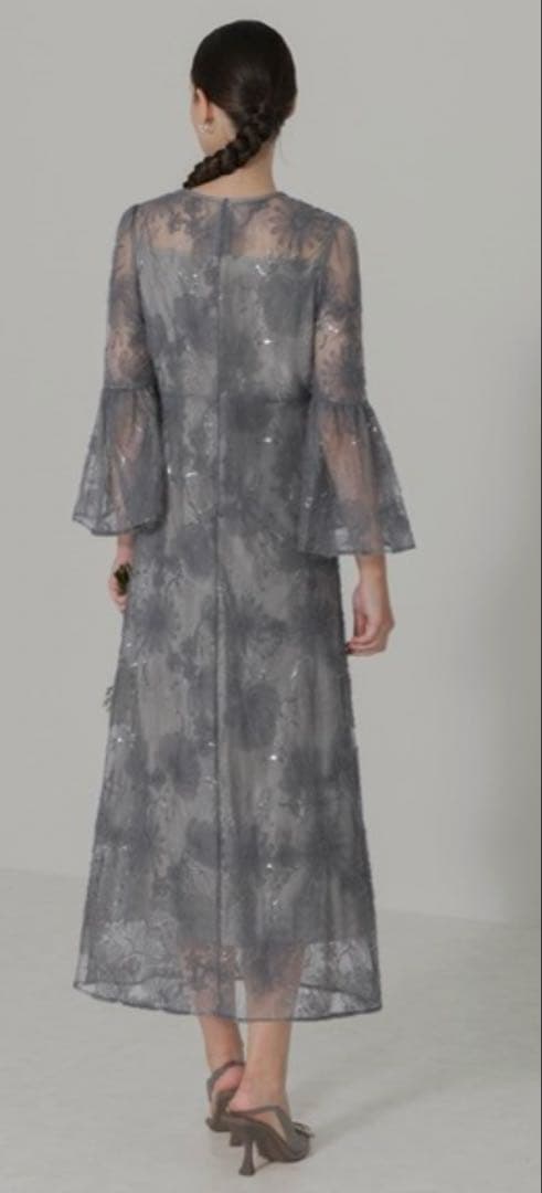 パーティドレス　結婚式　披露宴　スパンコール　レディース　S ネイビー