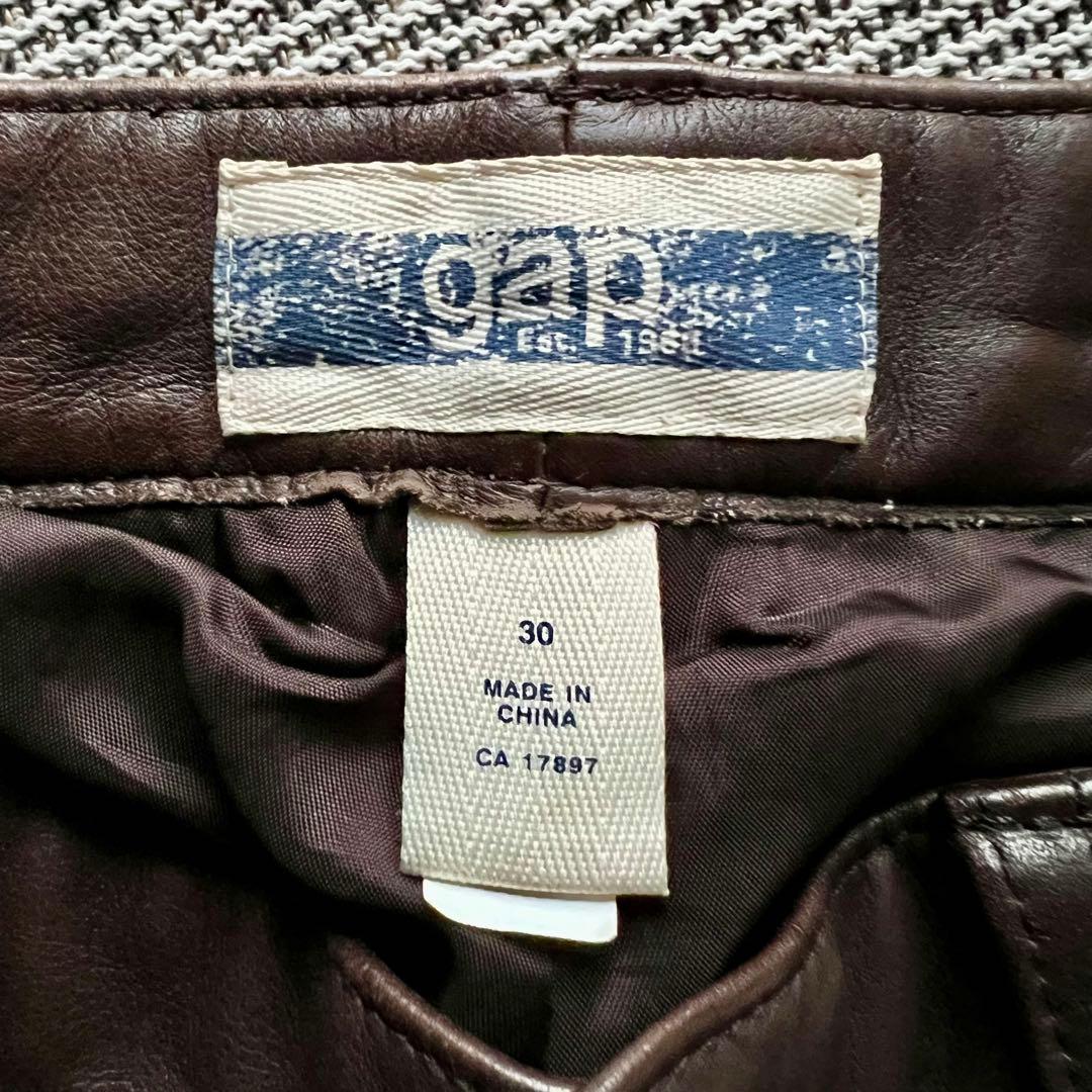 希少00's OLD GAP レザーパンツ　茶　ストレート　カニエウエストY2K