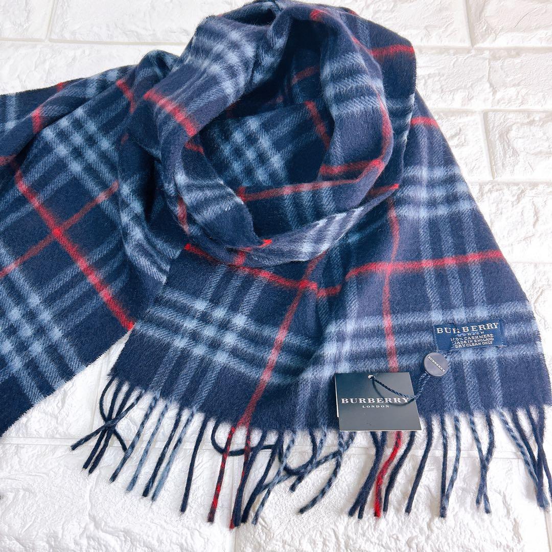 【新品タグ付き】バーバリーロンドン　カシミヤ100% マフラー　英国製