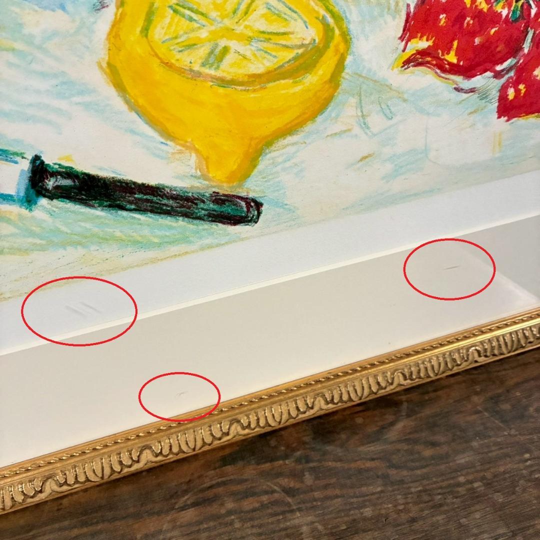 アンドレ・コタボ「赤い果物」静物 リトグラフ 直筆サイン入り 額縁入り