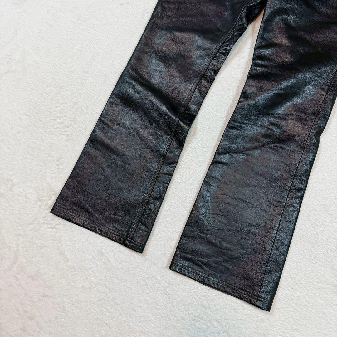 美品 36inch west ride バッファローレザー パンツ ブラック