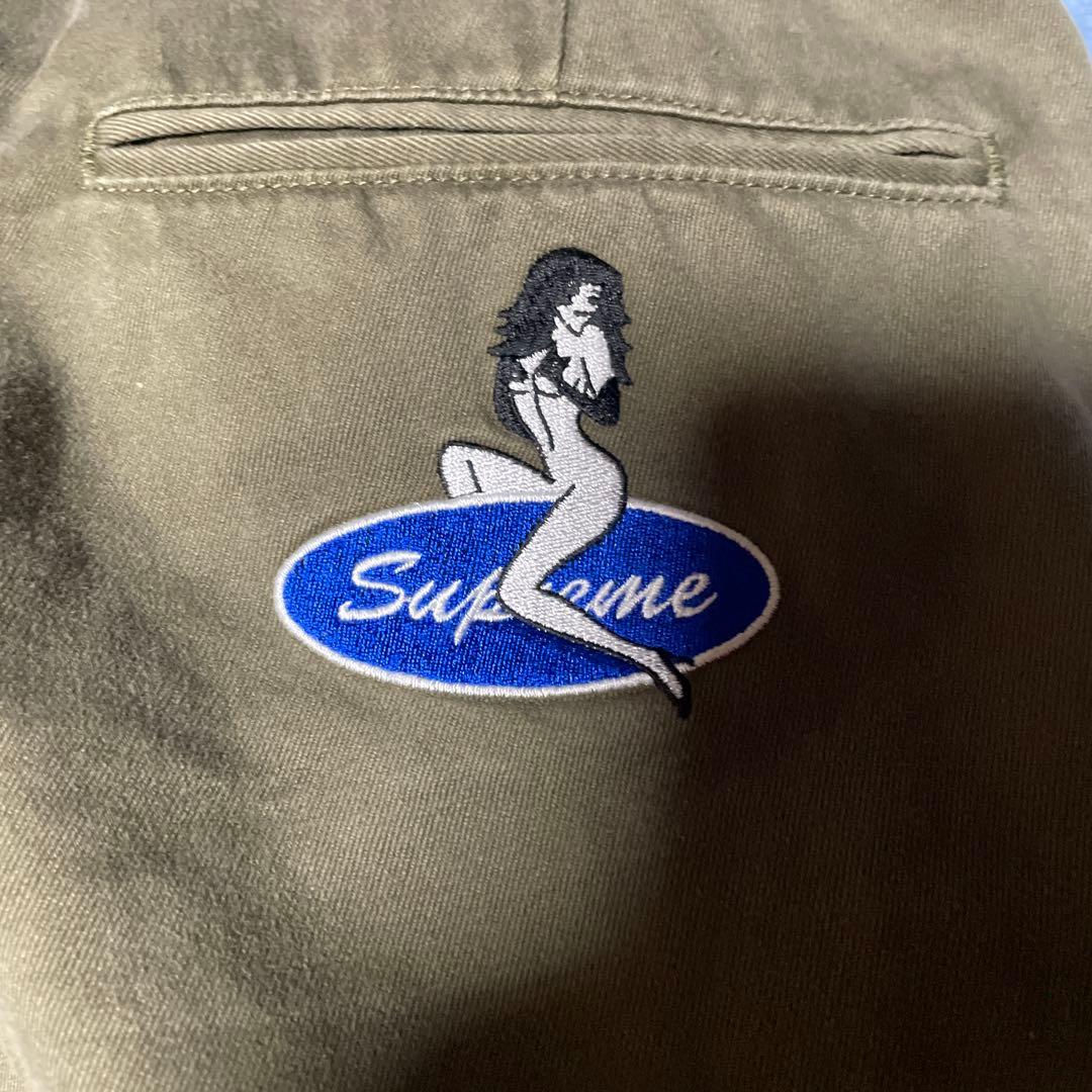 シュプリームsupreme チノパン30 オリーブ　ステッカー付き