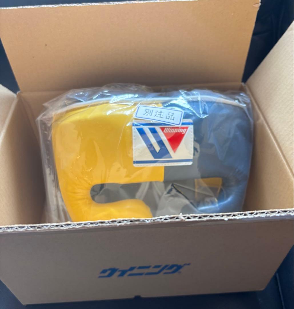 特注ウイニングボクシング ヘッドギア イエロー×ネイビー