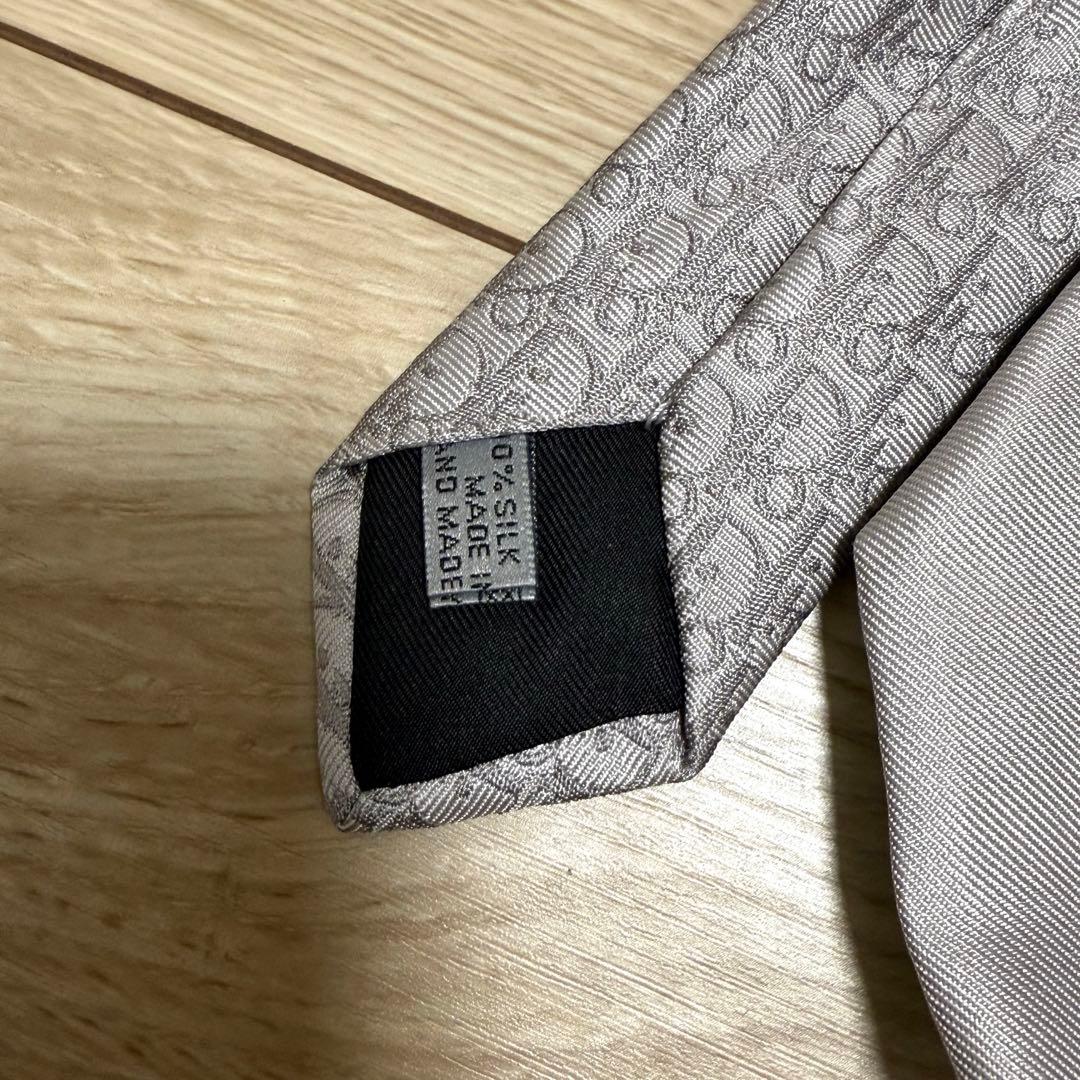 Dior ディオール グレー ネクタイ シルク メンズ シルバー