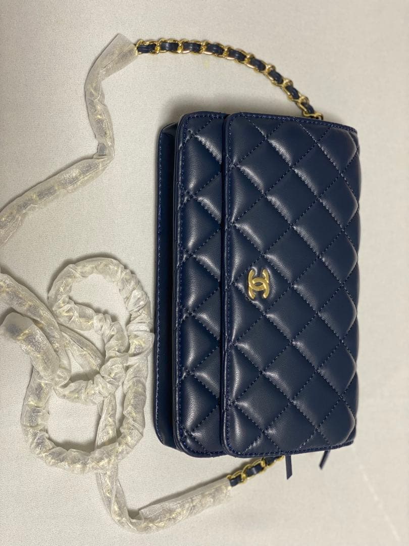 う*に様 キルティング チェーン ショルダーバッグ ネイビー ゴールド金具 ミニ