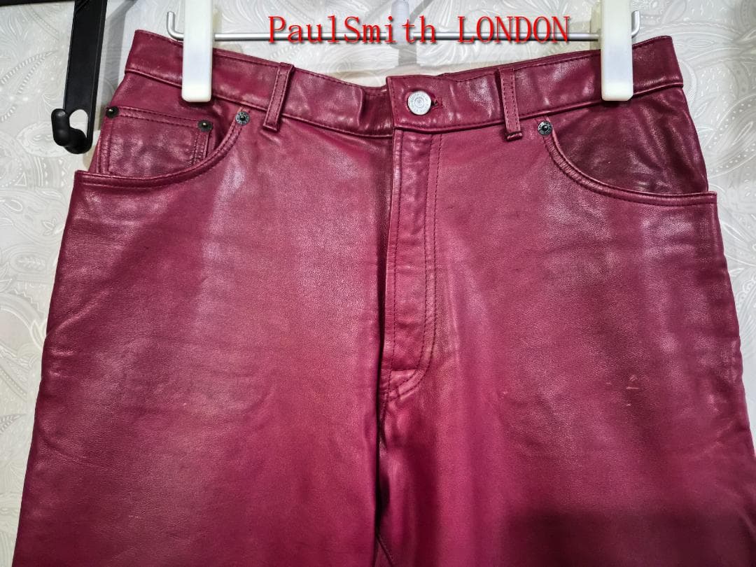 Paul Smith バーガンディ レザー パンツ 32