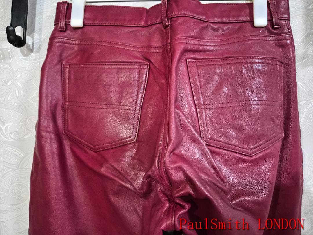 Paul Smith バーガンディ レザー パンツ 32